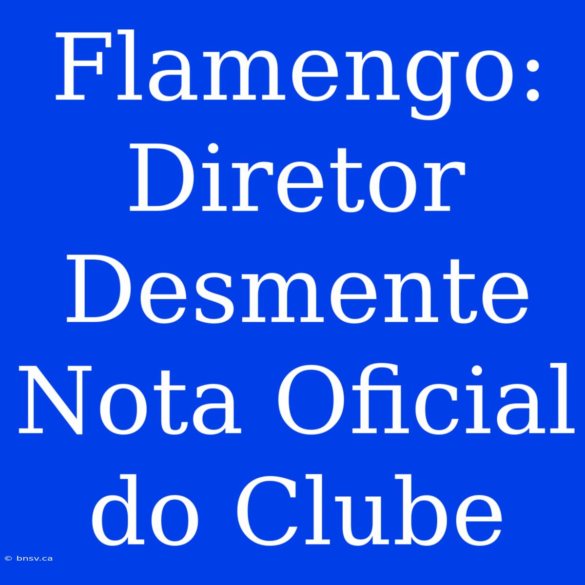 Flamengo: Diretor Desmente Nota Oficial Do Clube