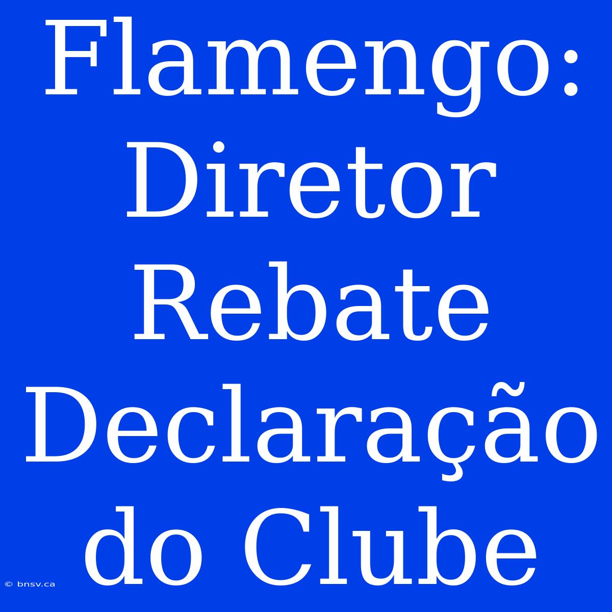 Flamengo: Diretor Rebate Declaração Do Clube