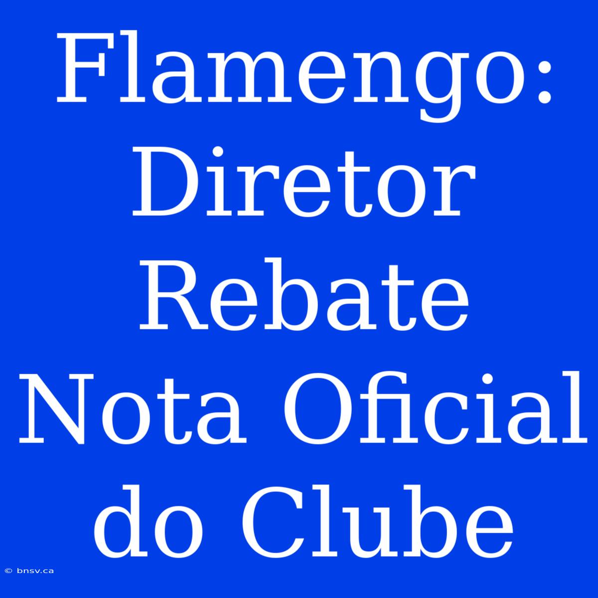 Flamengo: Diretor Rebate Nota Oficial Do Clube