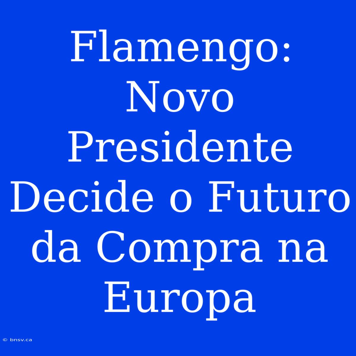 Flamengo: Novo Presidente Decide O Futuro Da Compra Na Europa