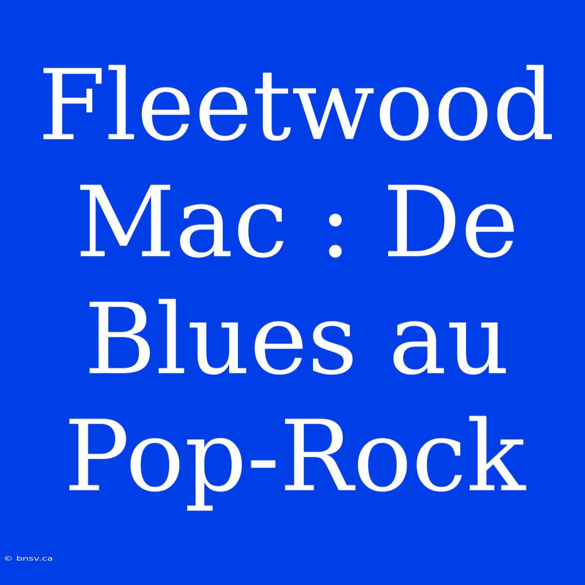 Fleetwood Mac : De Blues Au Pop-Rock