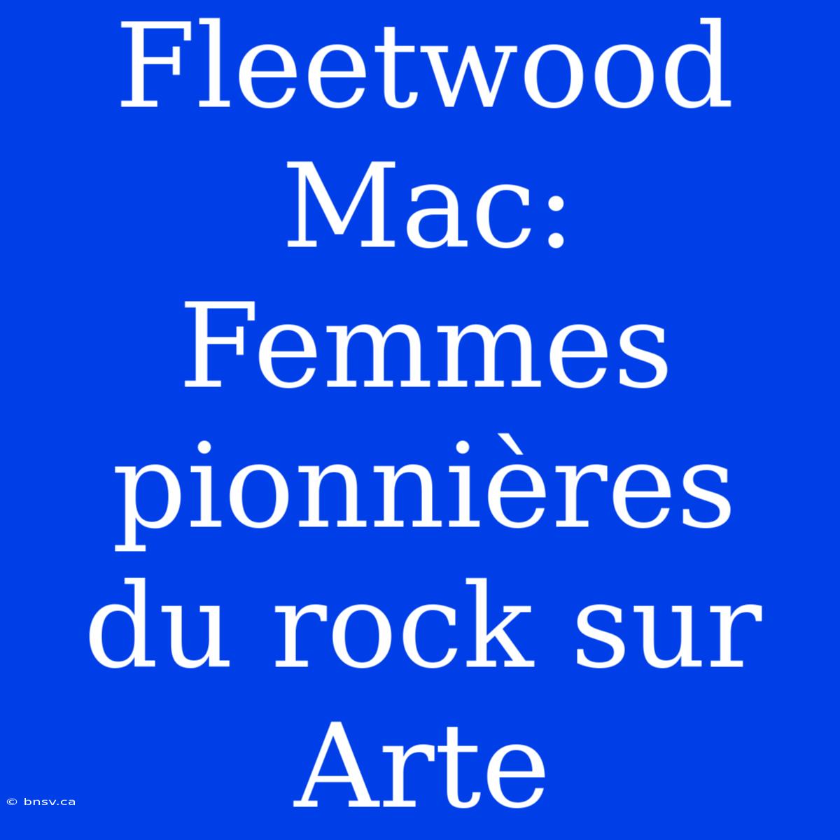 Fleetwood Mac: Femmes Pionnières Du Rock Sur Arte