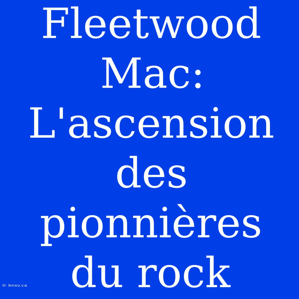 Fleetwood Mac: L'ascension Des Pionnières Du Rock