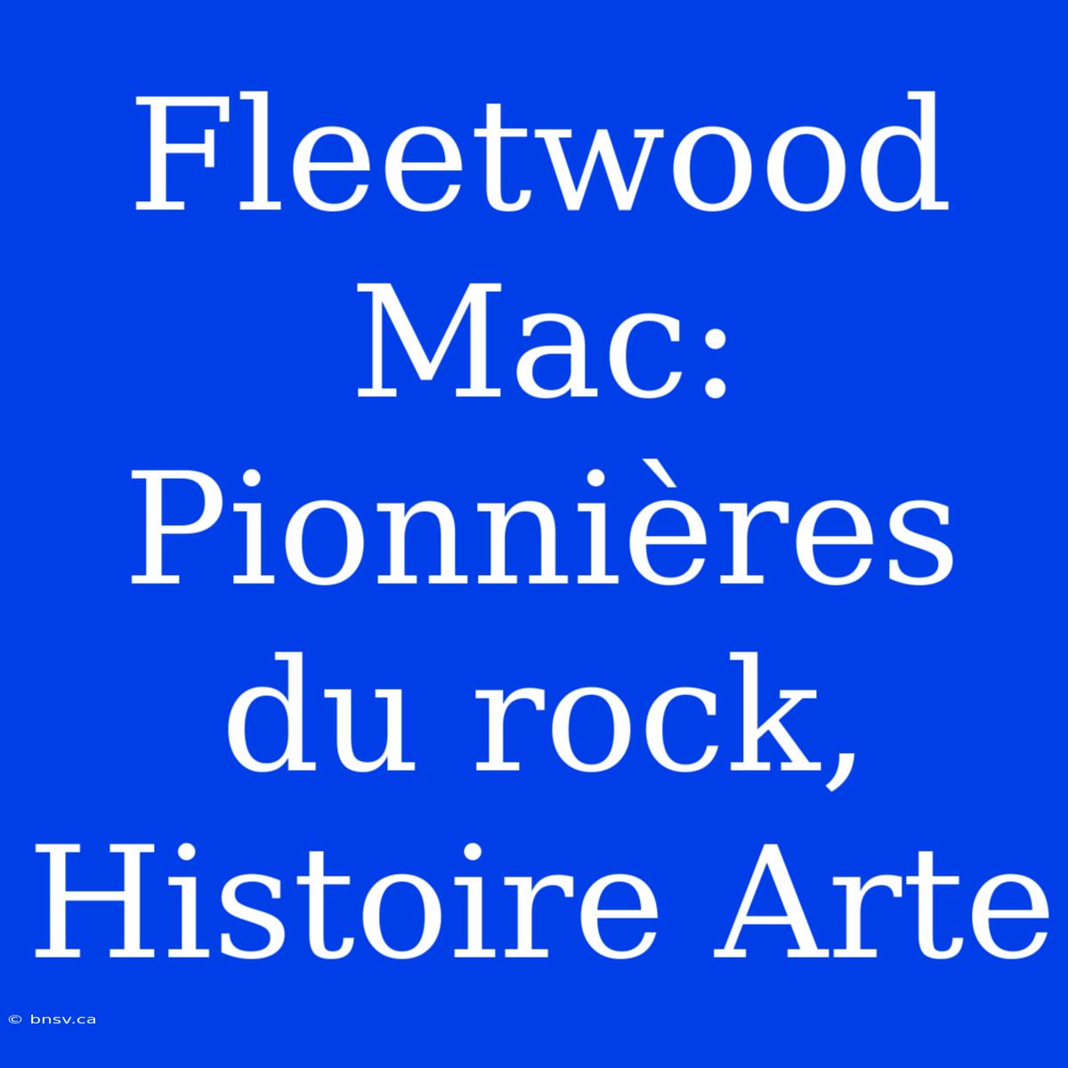 Fleetwood Mac: Pionnières Du Rock, Histoire Arte