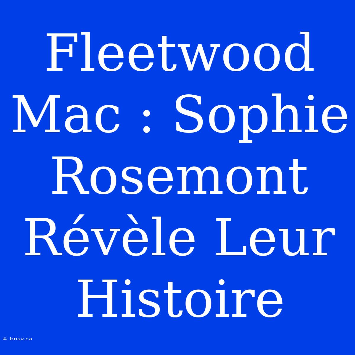 Fleetwood Mac : Sophie Rosemont Révèle Leur Histoire