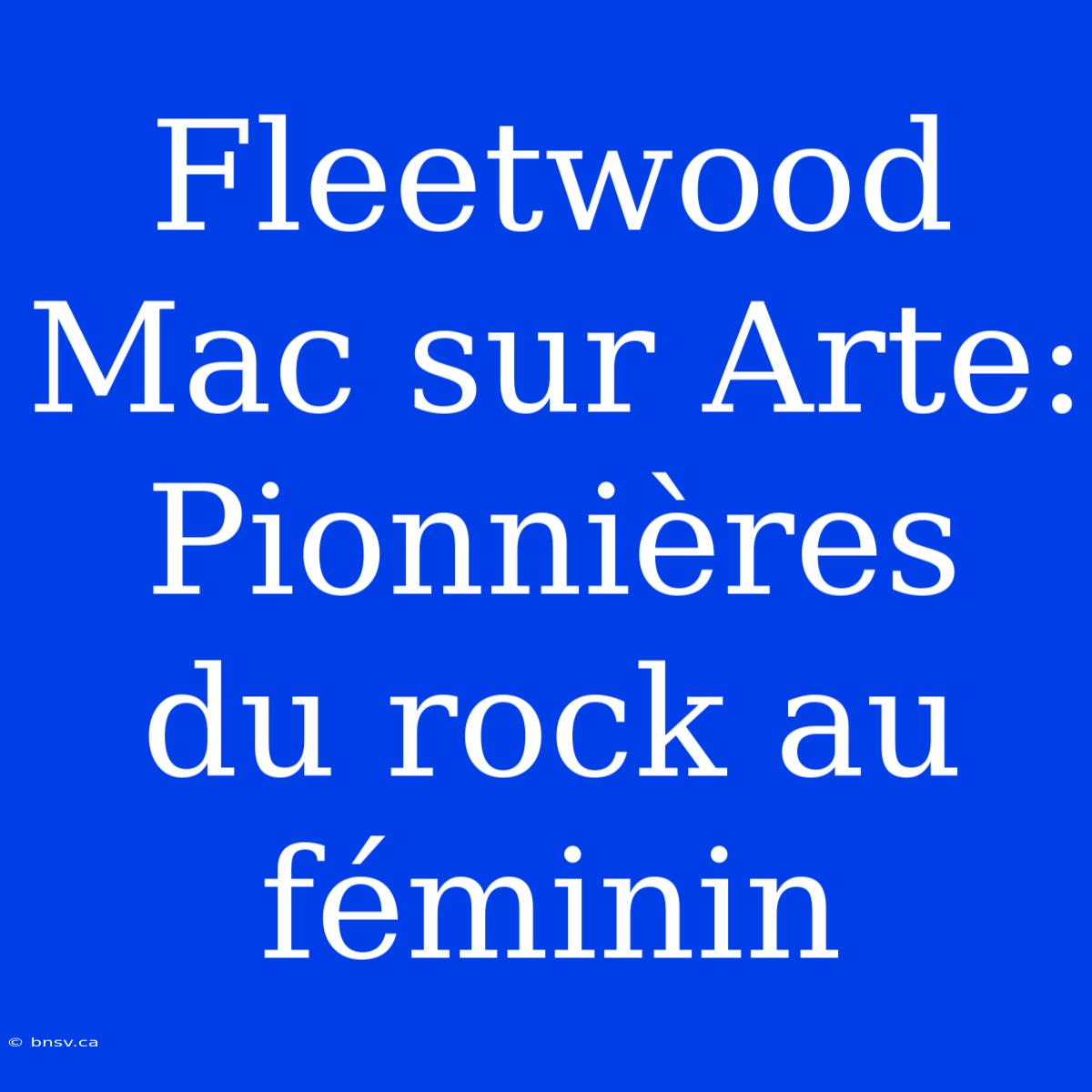 Fleetwood Mac Sur Arte: Pionnières Du Rock Au Féminin