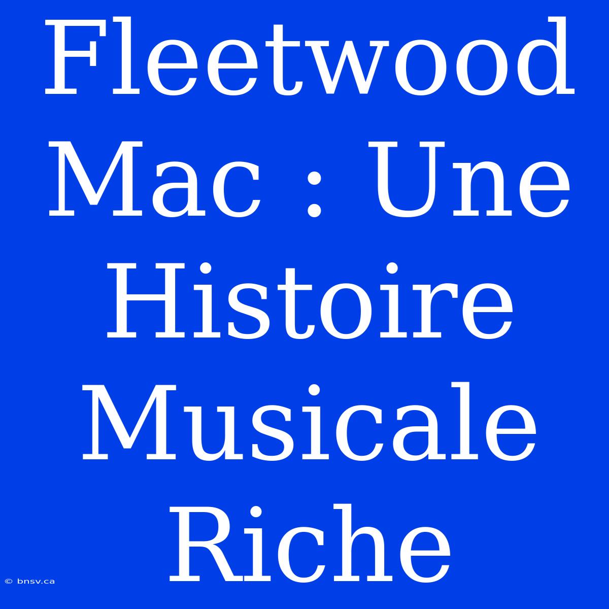 Fleetwood Mac : Une Histoire Musicale Riche