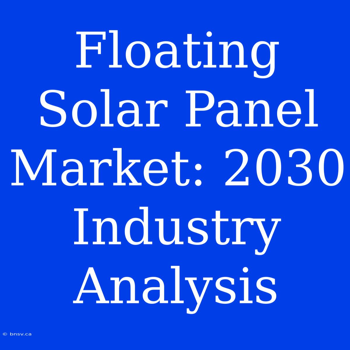 Floating Solar Panel Market: 2030 Industry Analysis