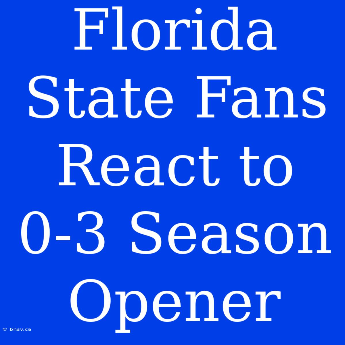 Florida State Fans React To 0-3 Season Opener