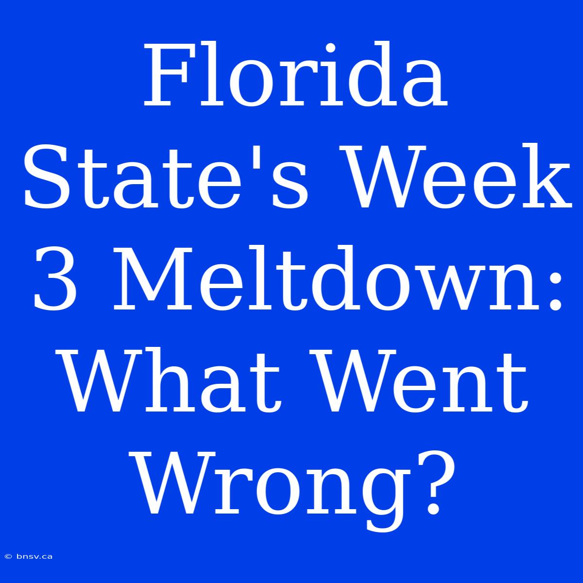 Florida State's Week 3 Meltdown: What Went Wrong?