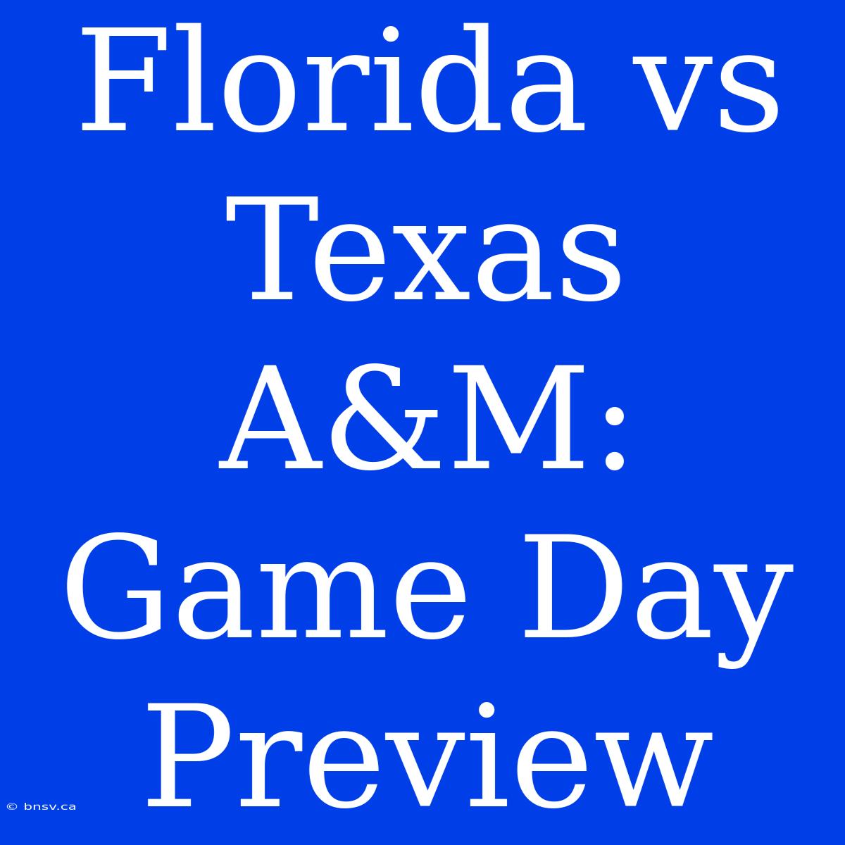 Florida Vs Texas A&M: Game Day Preview