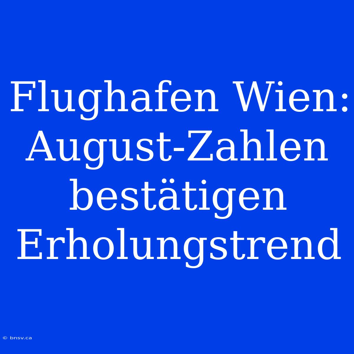 Flughafen Wien: August-Zahlen Bestätigen Erholungstrend