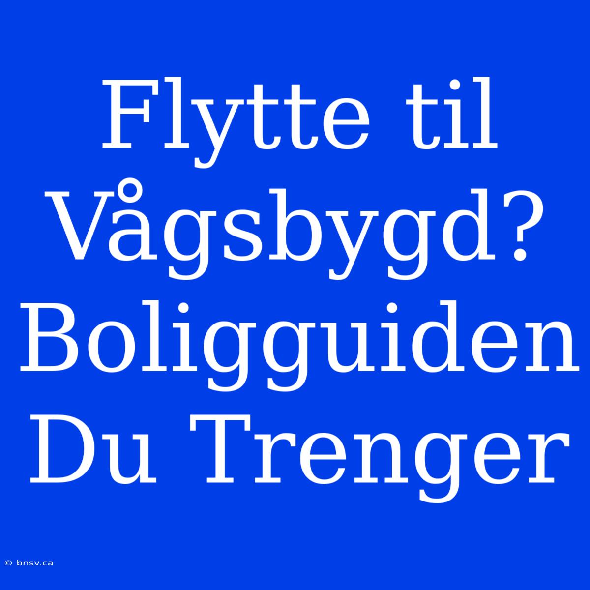 Flytte Til Vågsbygd? Boligguiden Du Trenger