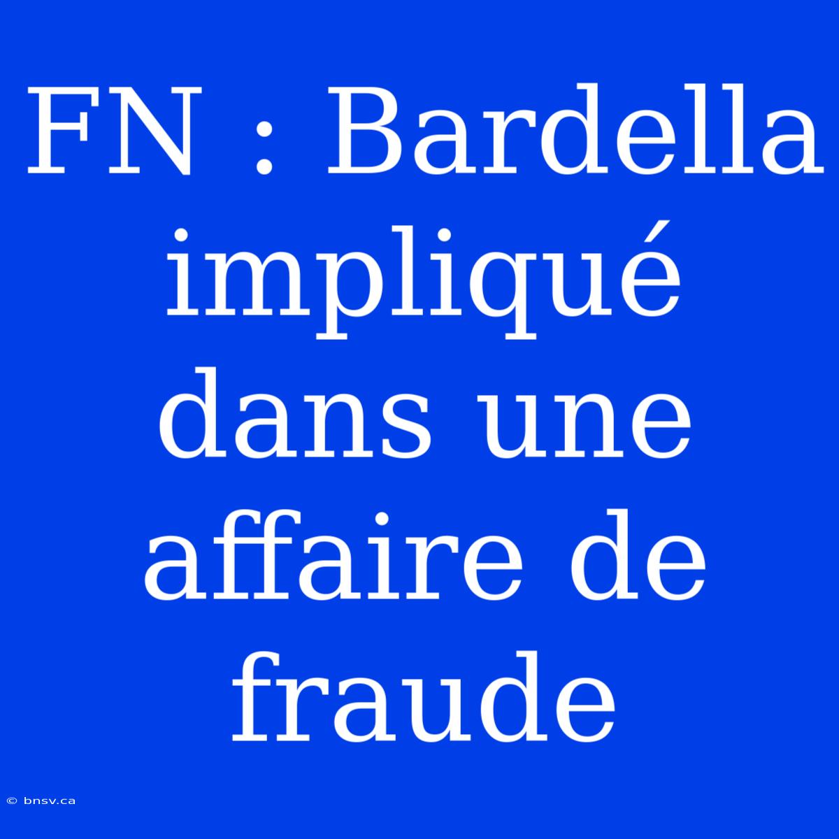 FN : Bardella Impliqué Dans Une Affaire De Fraude