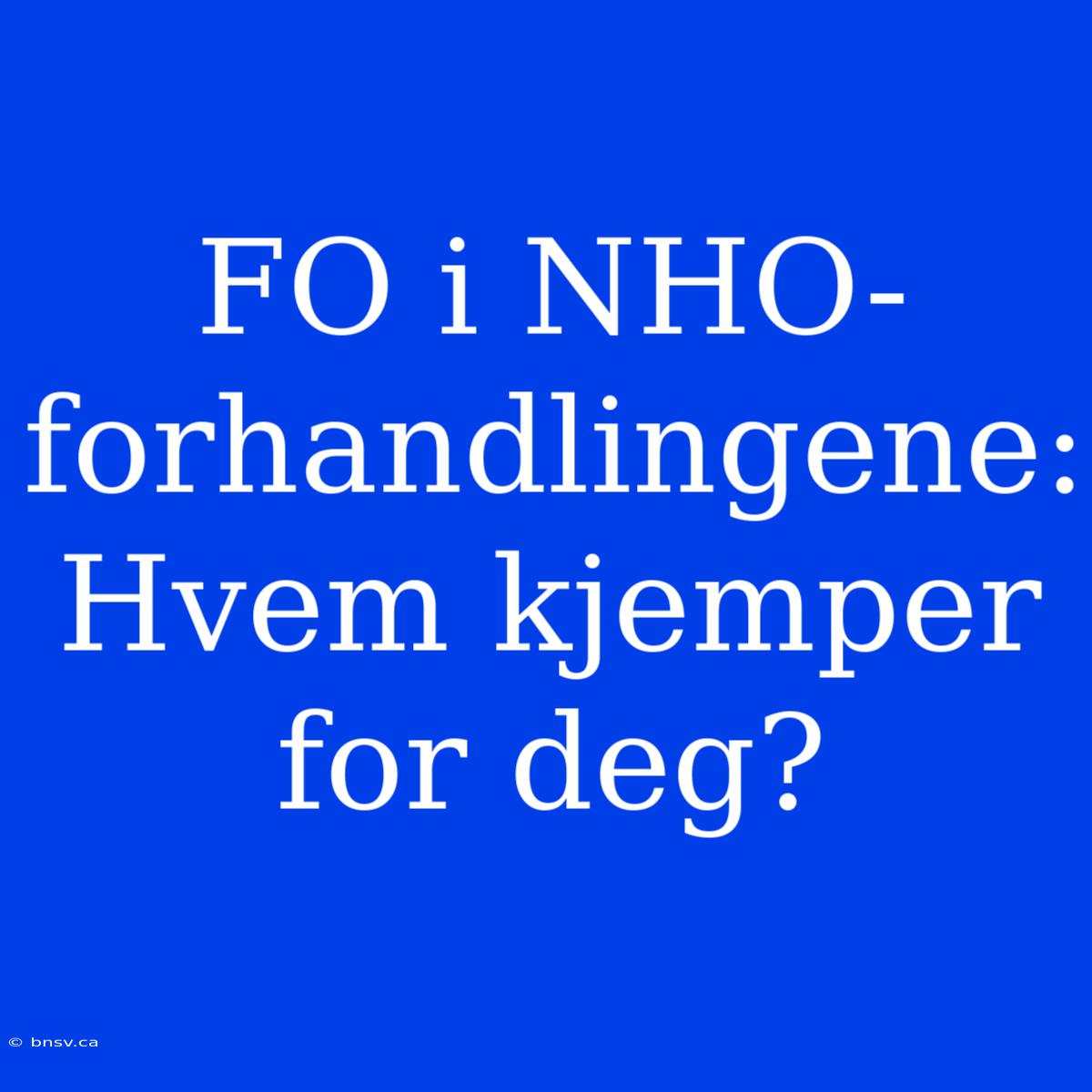 FO I NHO-forhandlingene: Hvem Kjemper For Deg?