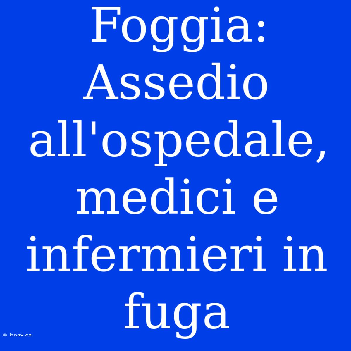 Foggia: Assedio All'ospedale, Medici E Infermieri In Fuga