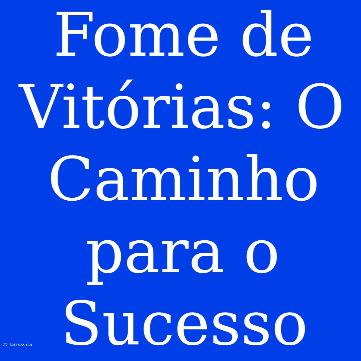 Fome De Vitórias: O Caminho Para O Sucesso