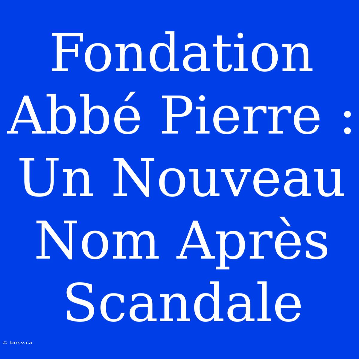 Fondation Abbé Pierre : Un Nouveau Nom Après Scandale