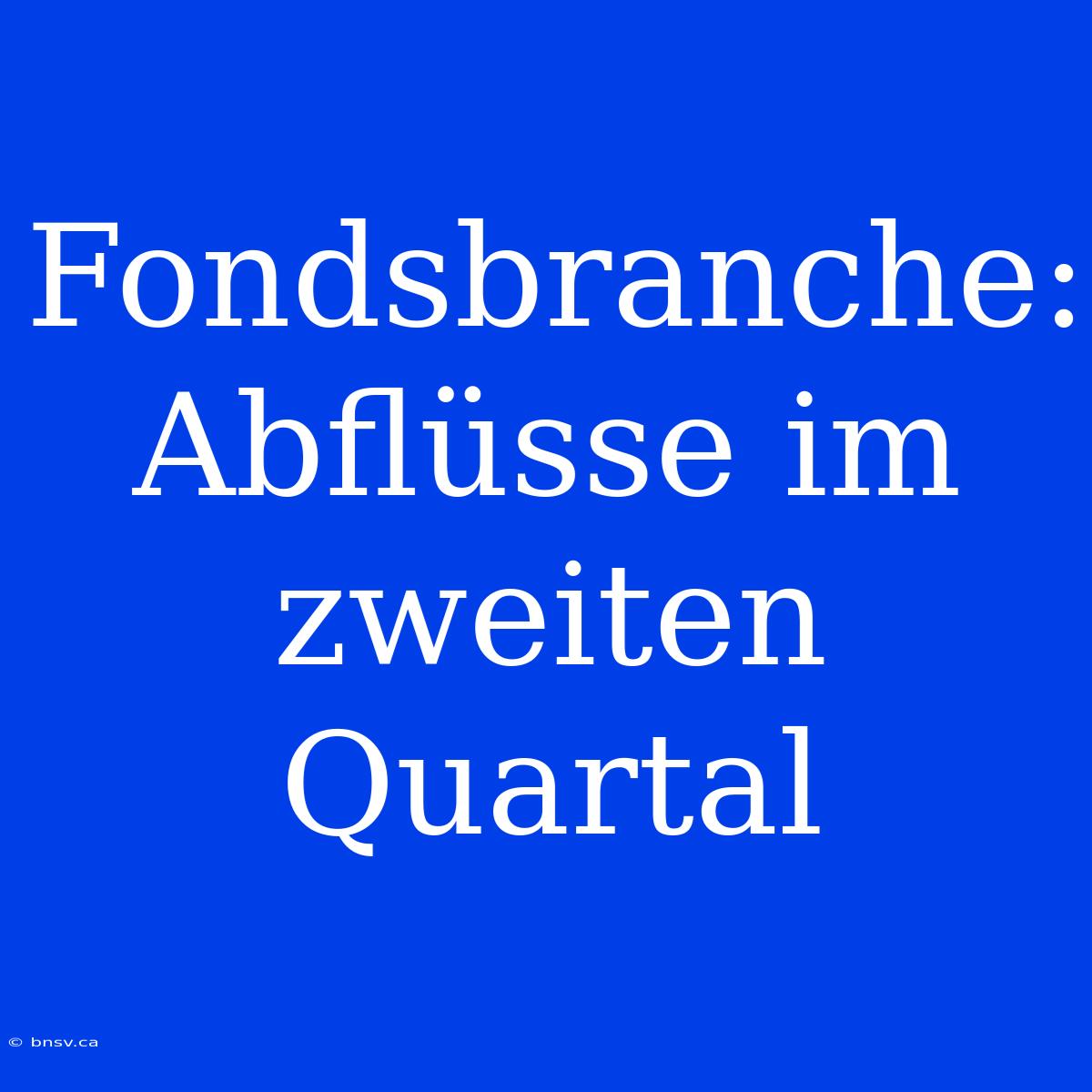 Fondsbranche: Abflüsse Im Zweiten Quartal