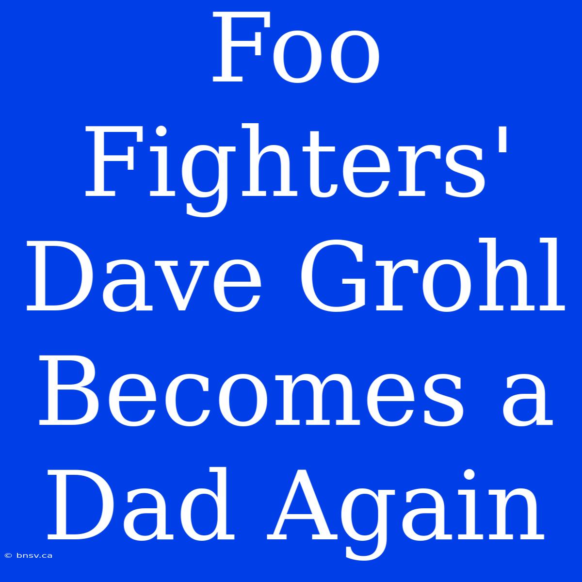 Foo Fighters' Dave Grohl Becomes A Dad Again