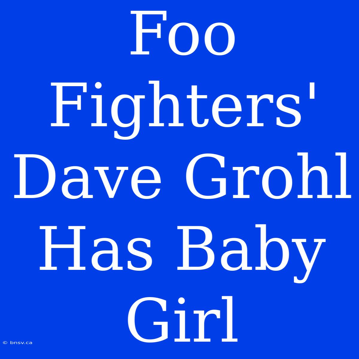 Foo Fighters' Dave Grohl Has Baby Girl