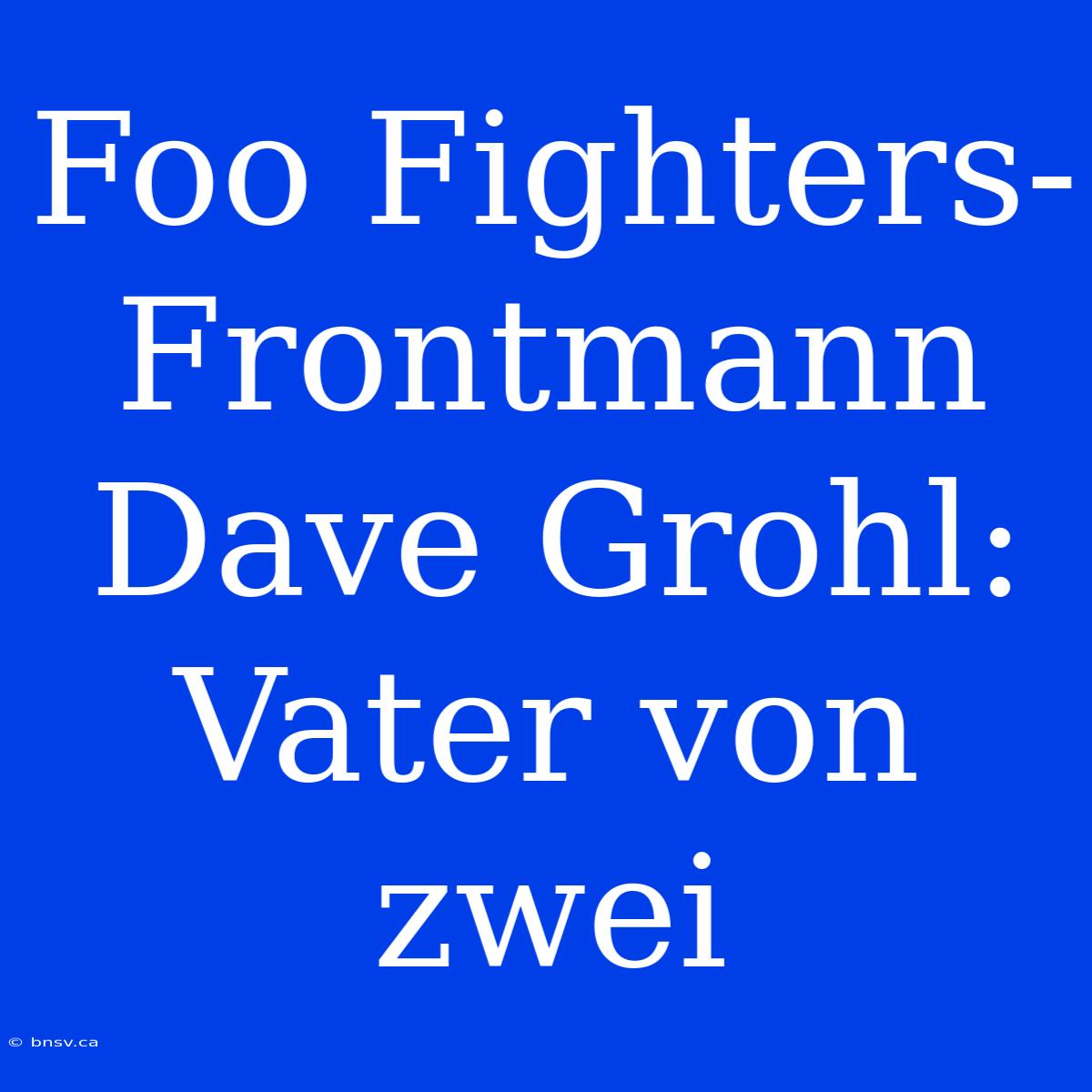 Foo Fighters-Frontmann Dave Grohl: Vater Von Zwei