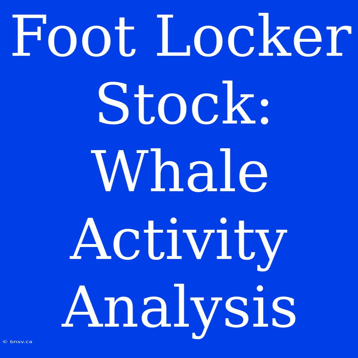 Foot Locker Stock: Whale Activity Analysis