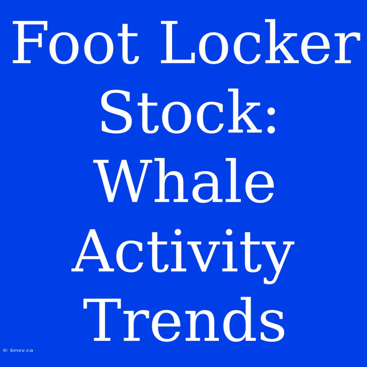 Foot Locker Stock:  Whale Activity Trends