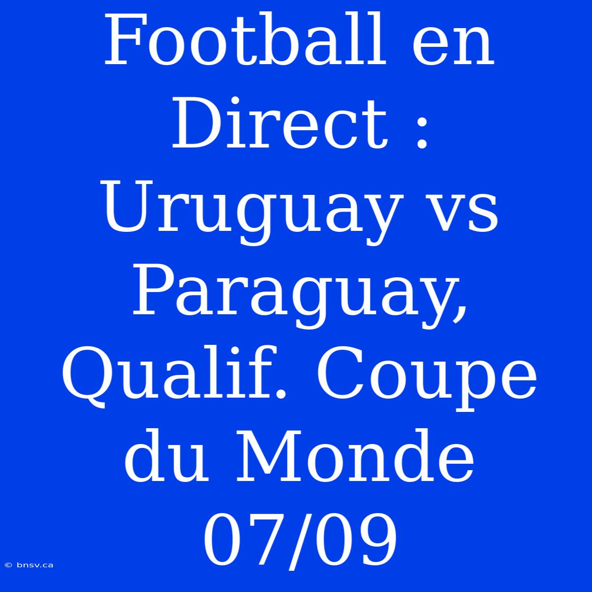 Football En Direct : Uruguay Vs Paraguay, Qualif. Coupe Du Monde 07/09