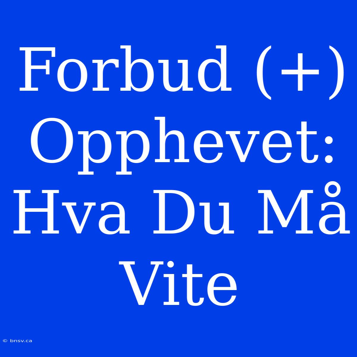 Forbud (+) Opphevet: Hva Du Må Vite