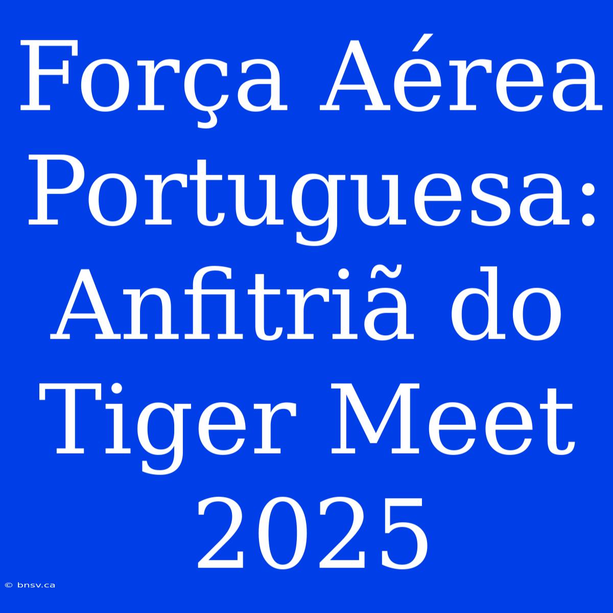 Força Aérea Portuguesa: Anfitriã Do Tiger Meet 2025