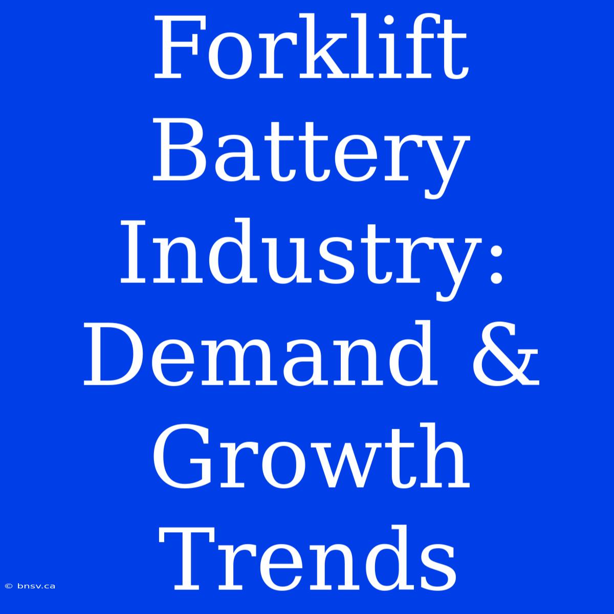 Forklift Battery Industry: Demand & Growth Trends