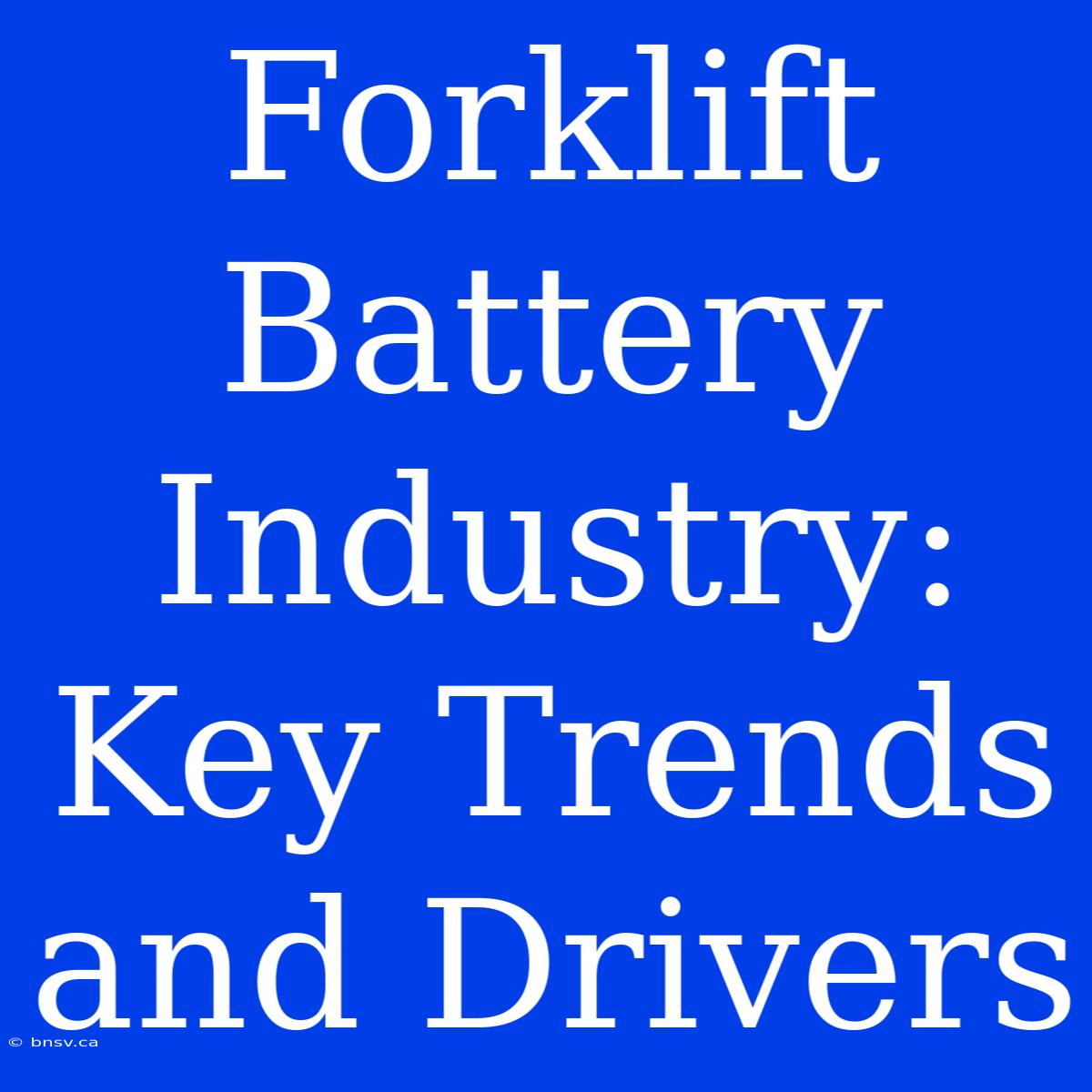 Forklift Battery Industry: Key Trends And Drivers