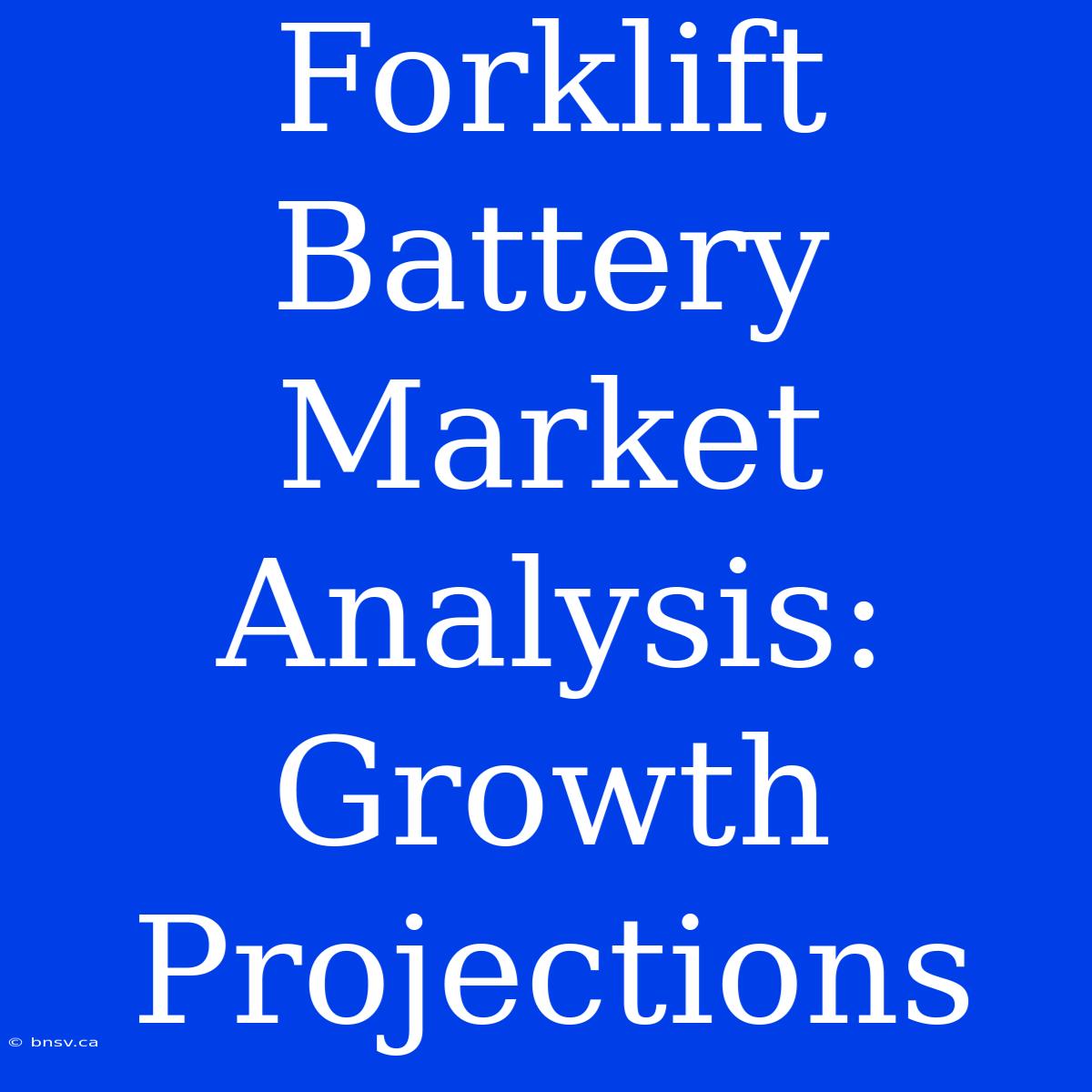 Forklift Battery Market Analysis: Growth Projections