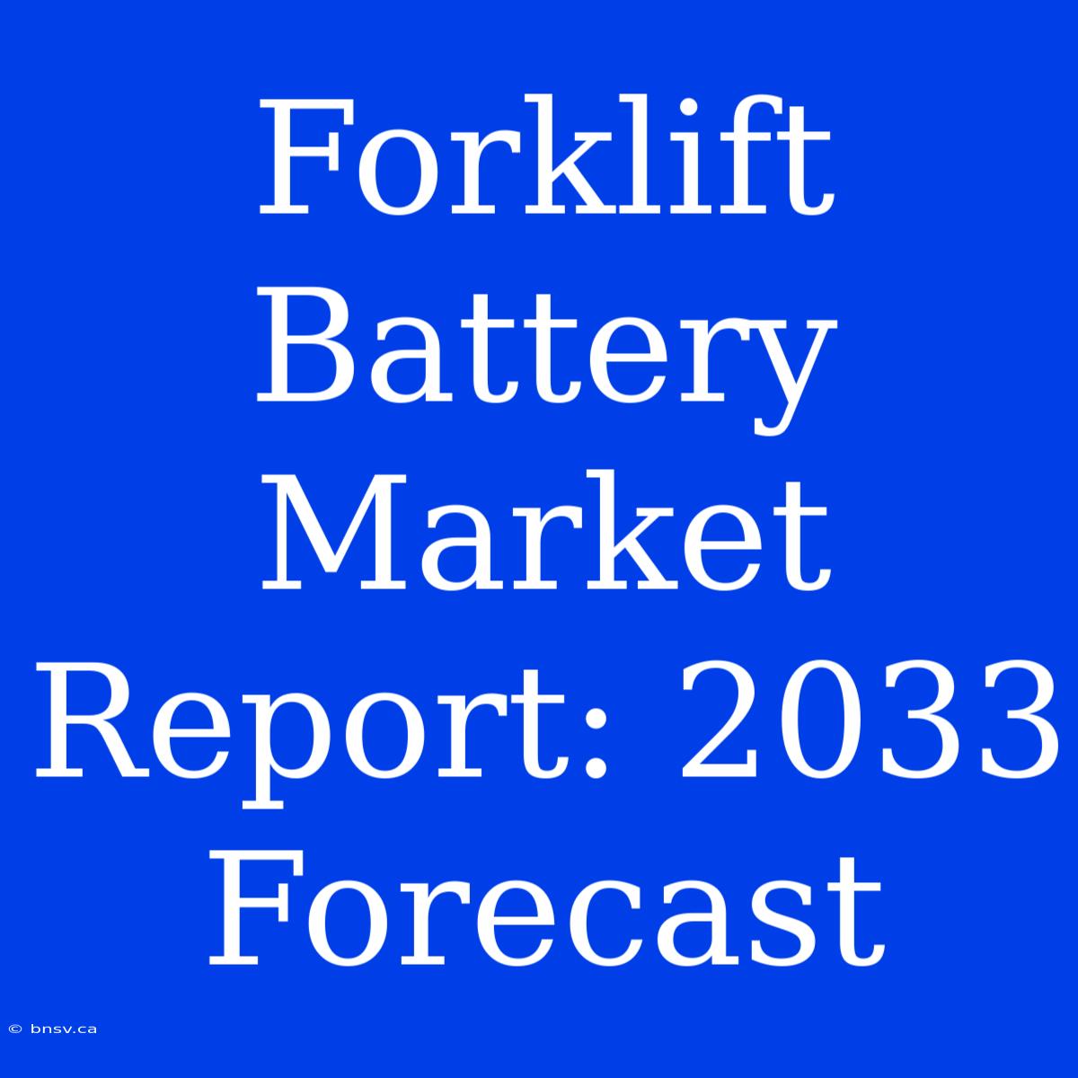 Forklift Battery Market Report: 2033 Forecast