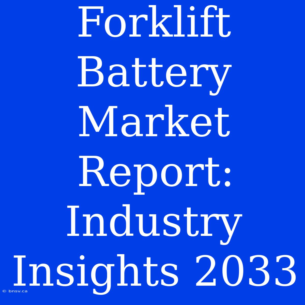 Forklift Battery Market Report: Industry Insights 2033