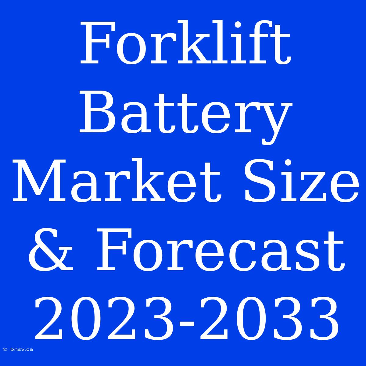 Forklift Battery Market Size & Forecast 2023-2033