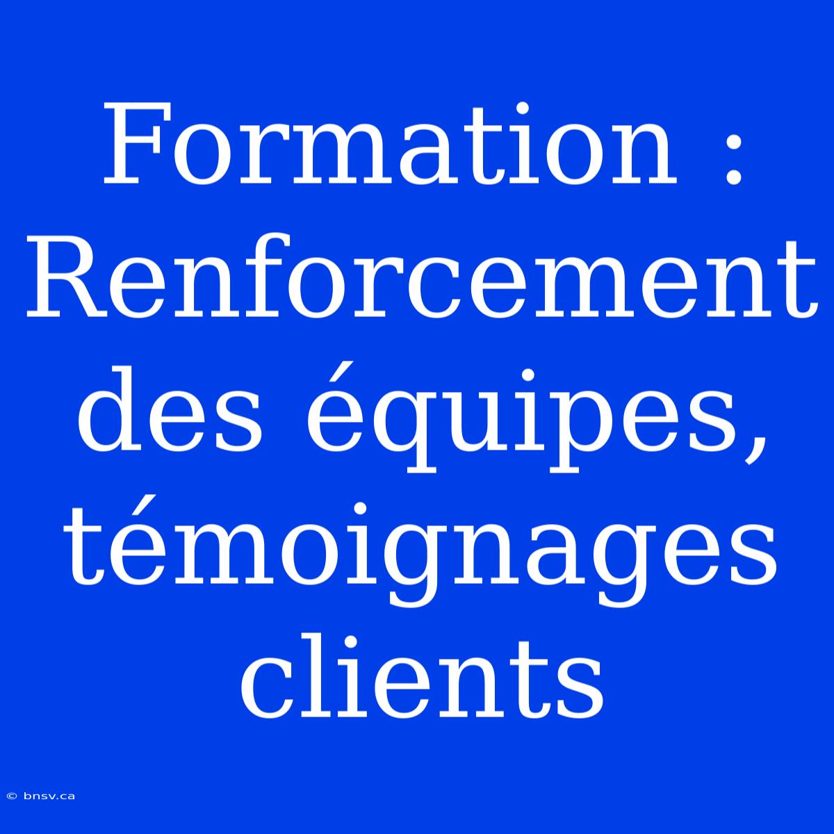 Formation : Renforcement Des Équipes, Témoignages Clients