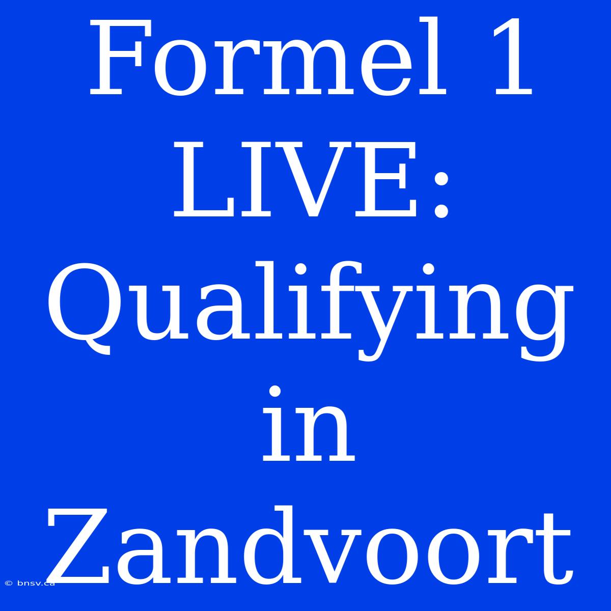 Formel 1 LIVE: Qualifying In Zandvoort