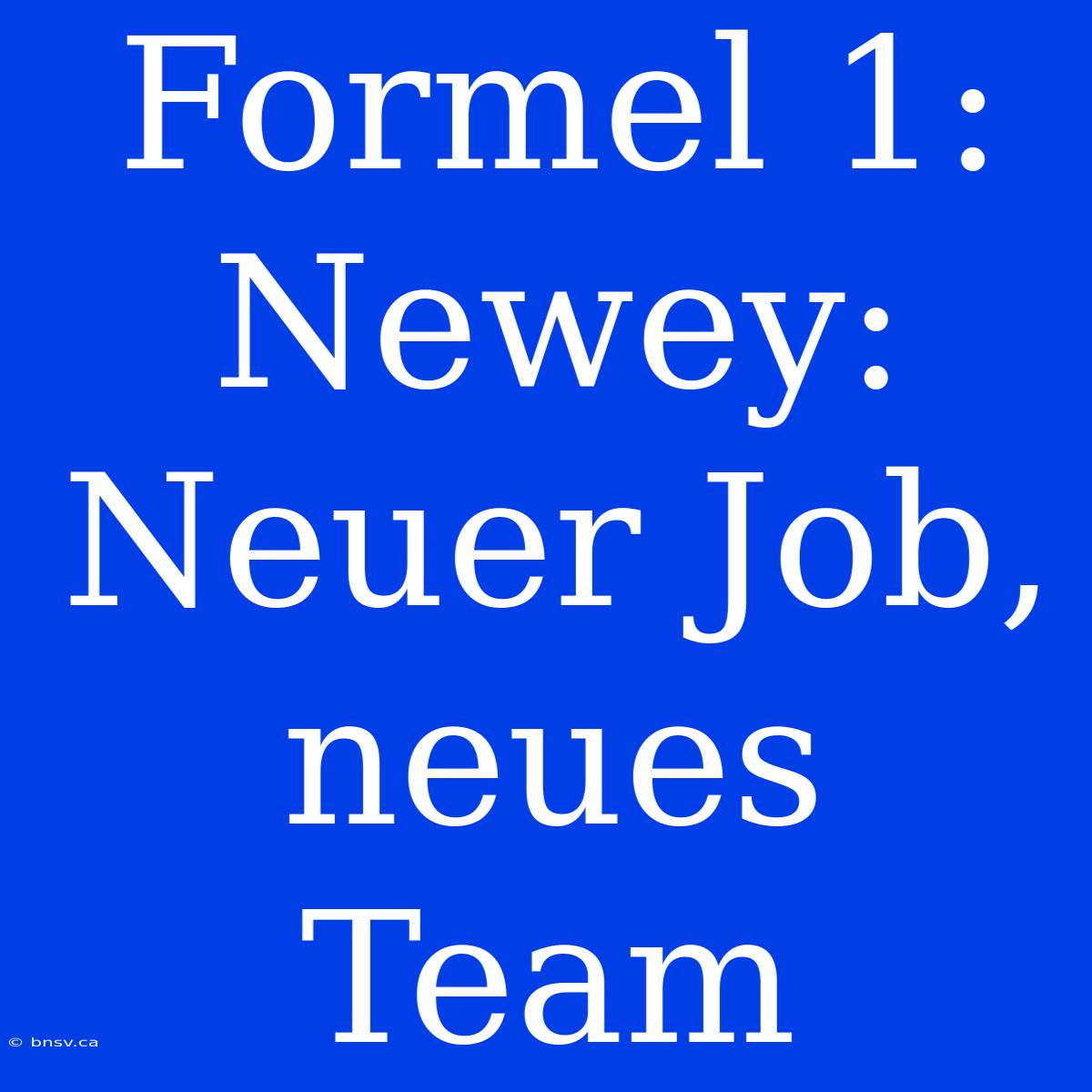 Formel 1: Newey: Neuer Job, Neues Team