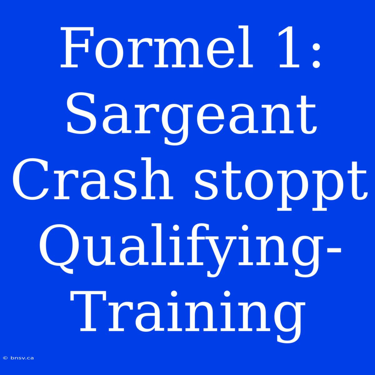 Formel 1: Sargeant Crash Stoppt Qualifying-Training