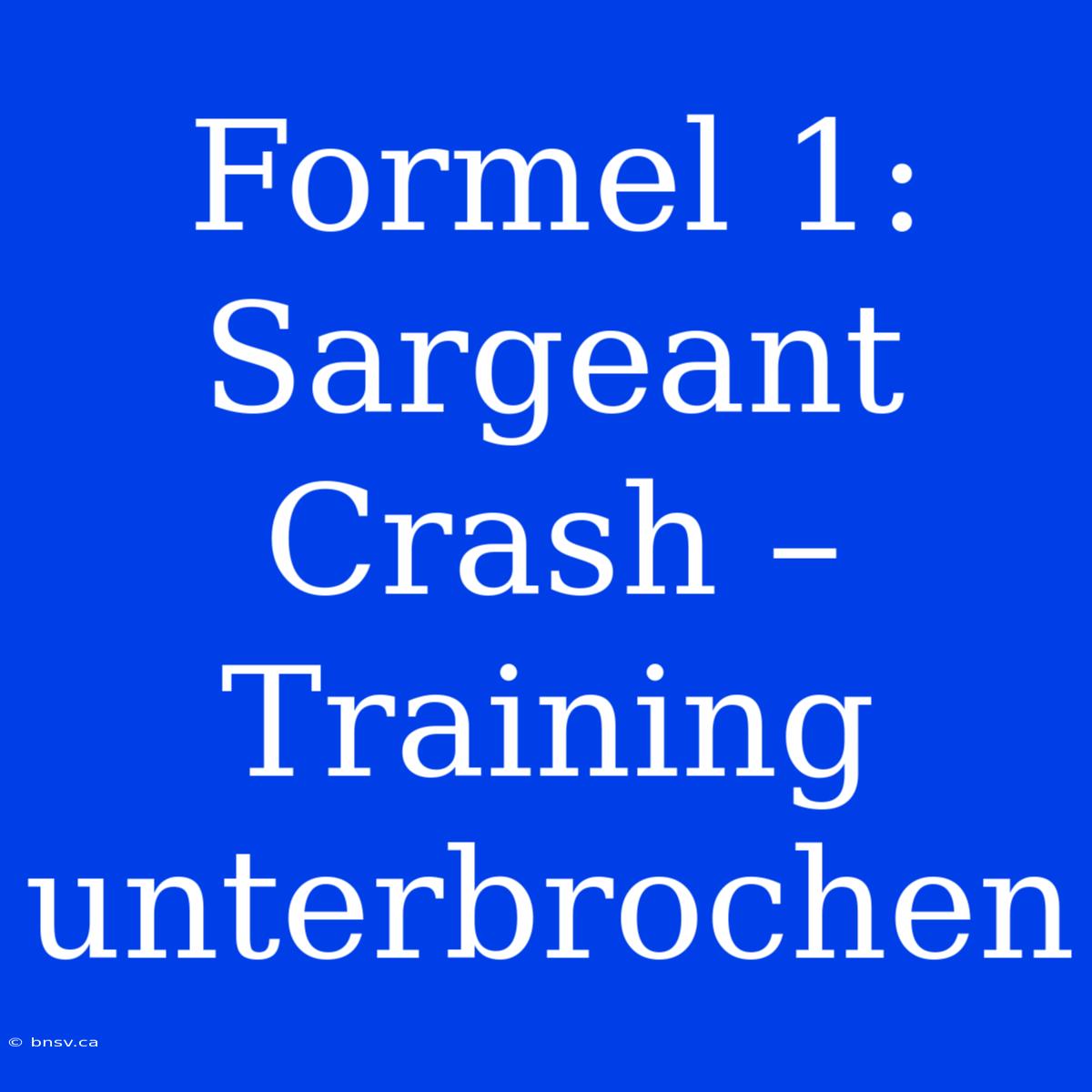 Formel 1: Sargeant Crash – Training Unterbrochen