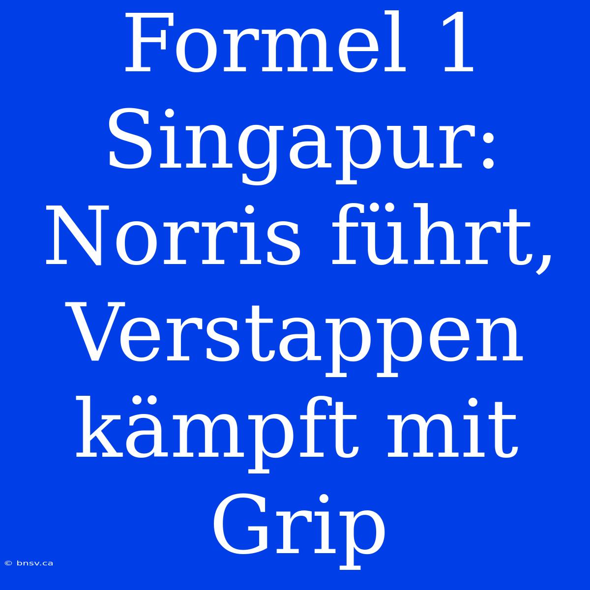 Formel 1 Singapur: Norris Führt, Verstappen Kämpft Mit Grip