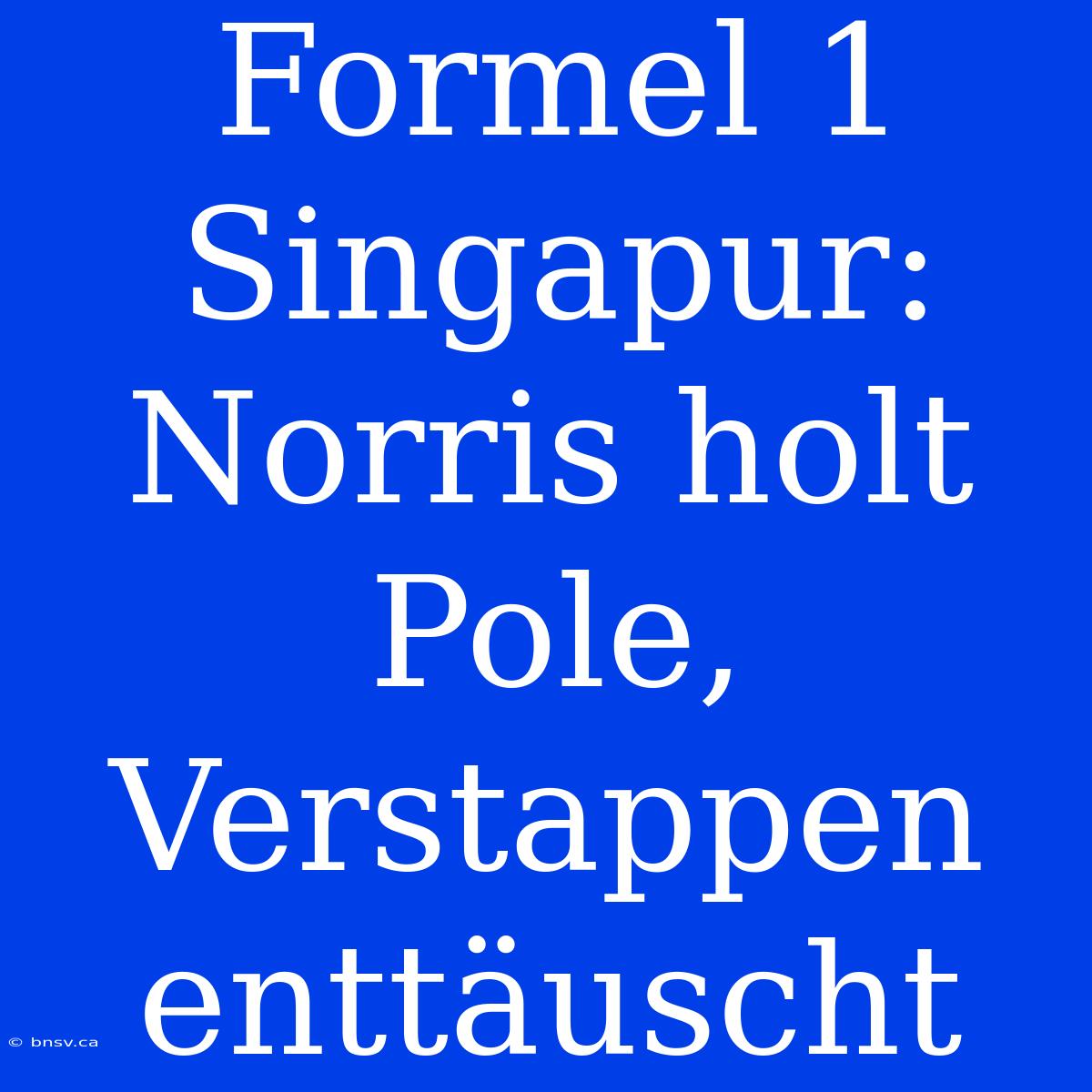 Formel 1 Singapur: Norris Holt Pole, Verstappen Enttäuscht