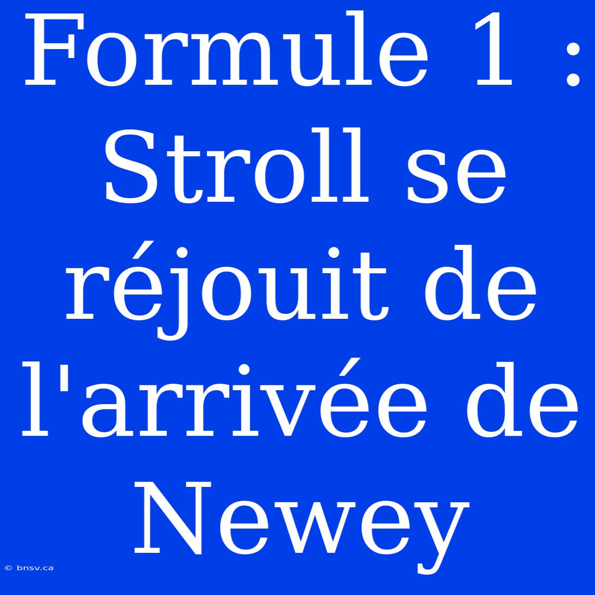 Formule 1 : Stroll Se Réjouit De L'arrivée De Newey