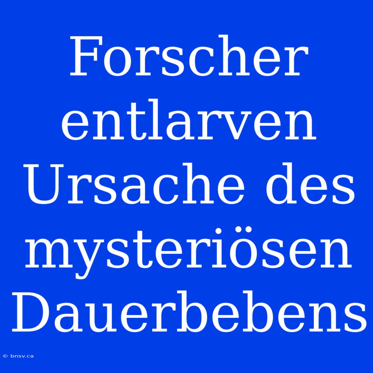 Forscher Entlarven Ursache Des Mysteriösen Dauerbebens