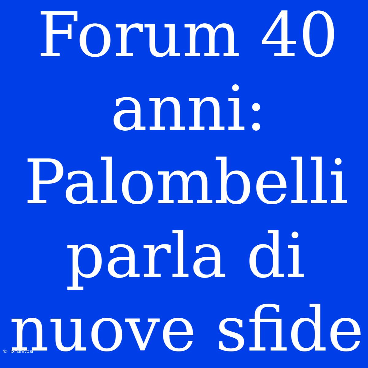 Forum 40 Anni: Palombelli Parla Di Nuove Sfide