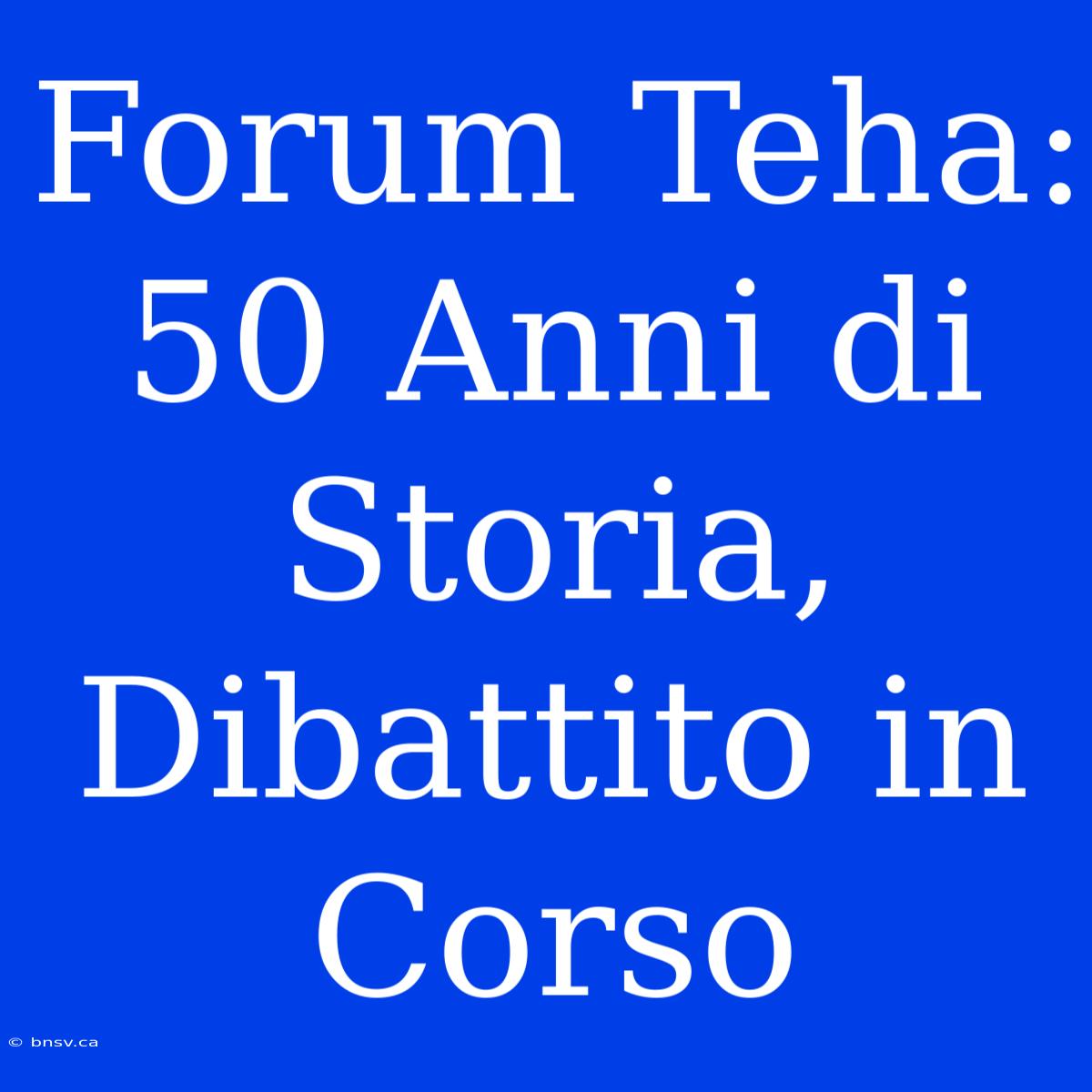 Forum Teha: 50 Anni Di Storia, Dibattito In Corso