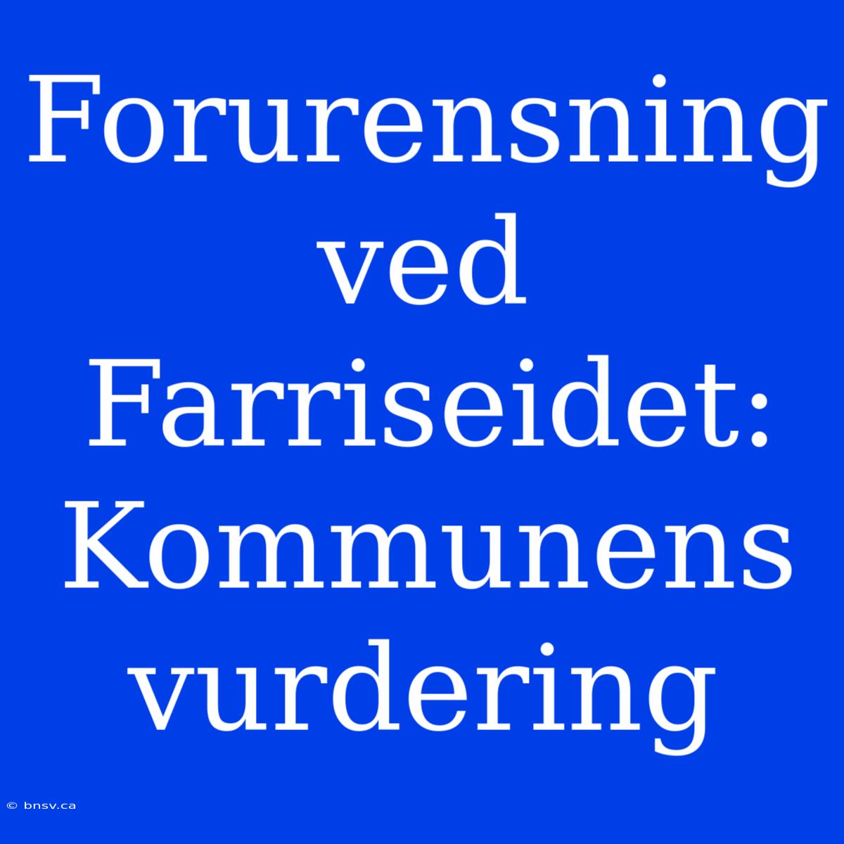 Forurensning Ved Farriseidet: Kommunens Vurdering