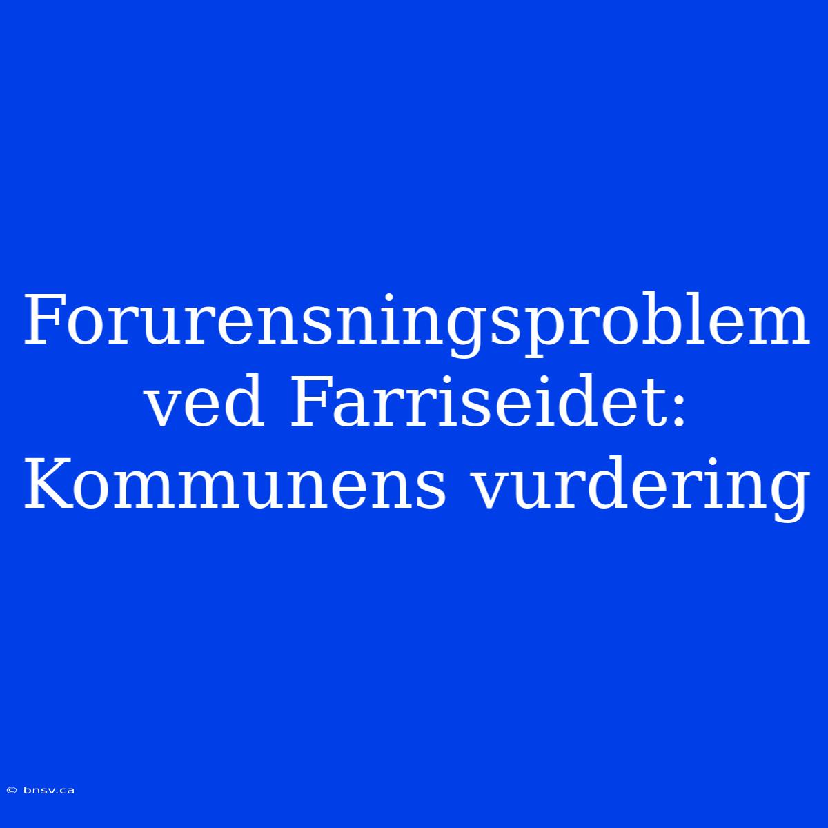 Forurensningsproblem Ved Farriseidet: Kommunens Vurdering